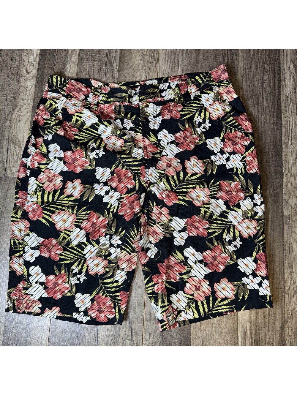 Amplify Men’s Floral Shorts Size 36 Black Tropical Cotton Summer NWOT